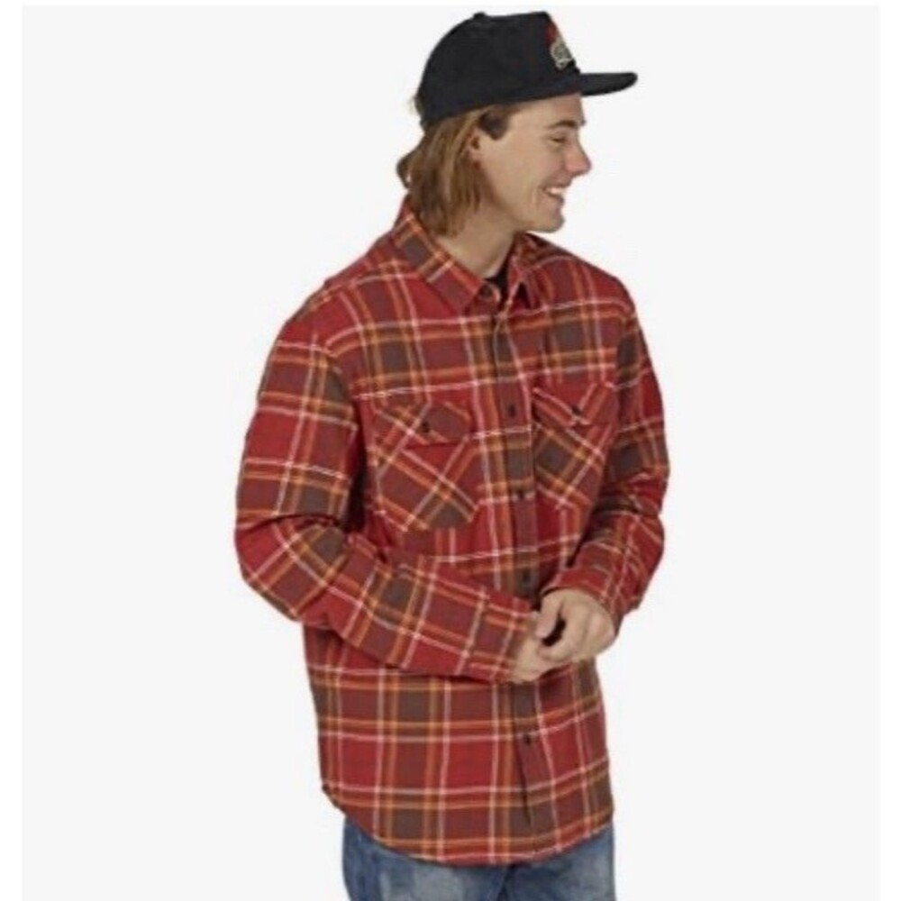 Burton Men’s Insulated Plaid Snap Button Flannel Shirt Bitters Rowan Plaid Sz M